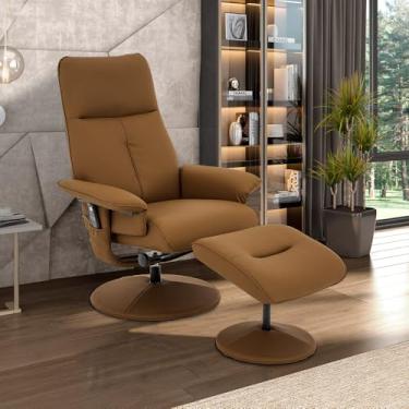 Imagem de Poltrona de Massagem Reclinável e Giratória Arizona com Apoio de Pés Pu Caramelo G56 - Gran Belo