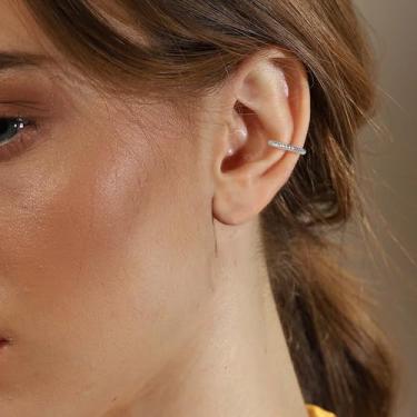 Imagem de Brinco de orelha para mulheres, brincos de orelha prateados, não perfurantes, cartilagem, brincos falsos