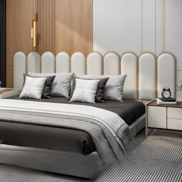 Imagem de KIT CABECEIRA DE CAMA MODULAR NUVEM ESTOFADA COM BORDA CAMA BOM SOLTEIRO QUEEM KING，cabeceira de cama (ROSA,1 UNIDADE)