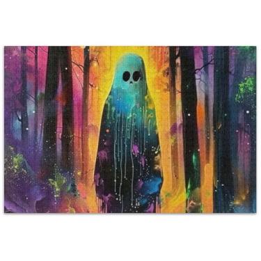 Imagem de Ghost Woods Quebra-cabeças coloridos 1000 peças para adultos jogo de brinquedo arte adulto presentes para jogo de elefante branco