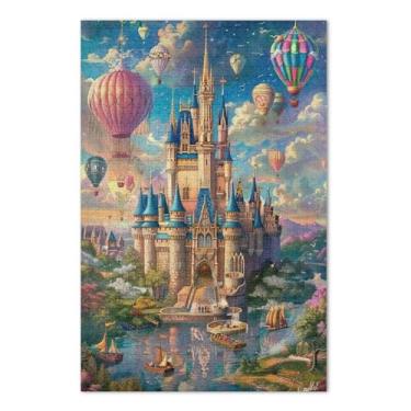 Imagem de Castelo mágico balões de ar quente quebra-cabeças difíceis para adultos com letras nas costas quebra-cabeça 1000 peças