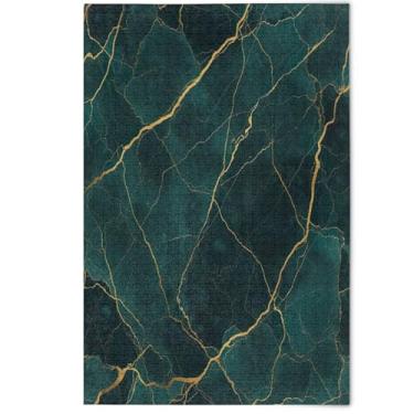 Imagem de Quebra-cabeça de veia dourada com textura de mármore azul-petróleo, 1000 peças, flor adulto, pintura animal, quebra-cabeças para a família principal, presentes engraçados, 1000 peças, 75 x 50 cm