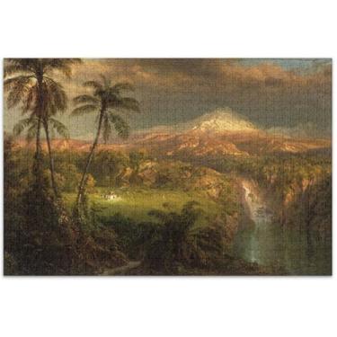 Imagem de Quebra-cabeças para adultos com paisagem de trópicos personalizados, igreja, Frederic Edwin, 500 peças, decoração, pintura, quebra-cabeça, cena, outono, jogos, presentes, 51 x 35 cm