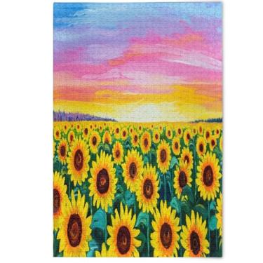 Imagem de Quebra-cabeça flor floral girassol amarelo 1000 peças adultos amantes presentes família quebra-cabeça Prime família arte paisagem, 1000 peças, 75 cm x 50 cm