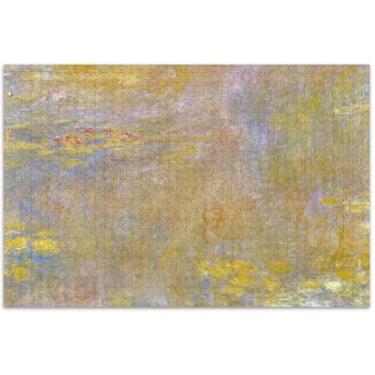 Imagem de Quebra-cabeça de pintura de lírio de água Claude Monet 500 peças para adultos divertido bobo personalizado mordaça presente quebra-cabeça paisagem, 20,5 x 14,9 polegadas