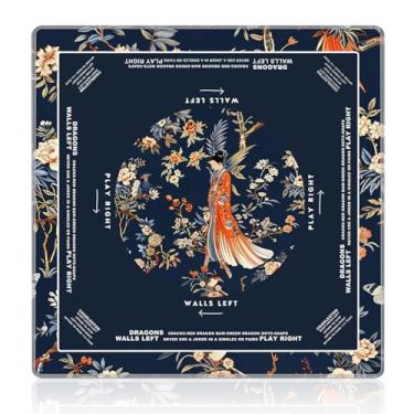 Imagem de NATSUNO Navy Blue Asian Floral Mahjong Mat (31.5″x31.5″), Japan Decor Non-Slip Noise Reduction Mah Jong Table Mat for American Mah Jong Poker Board Games Card Games Dominoes