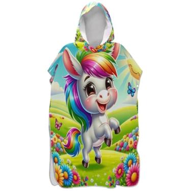 Imagem de Joisal Poncho de surfe de burro colorido hippie fofo para trocador adulto plus size masculino poncho com capuz toalha de natação