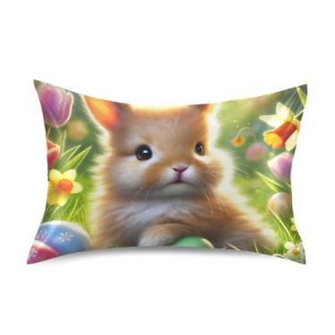 Imagem de Lindo coelho verde prado cetim fronhas engraçadas personalizadas resfriamento padrão queen king fronhas capa de travesseiro cama king size 101,6 cm x 50,8 cm