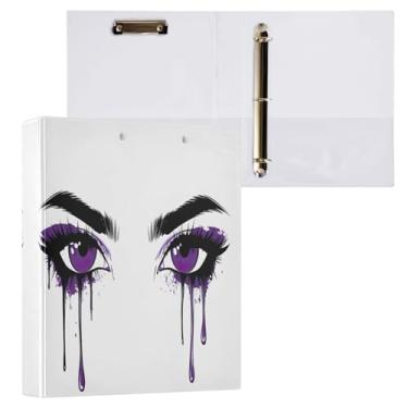 Imagem de Fichário grande com 3 anéis de olhos roxos pingando com pasta de 3 furos, prancheta de amamentação com bolsos