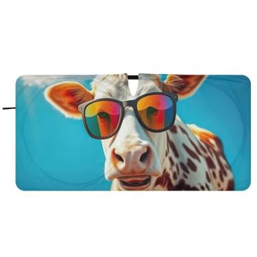 Imagem de Guarda-sol personalizado Cool Vibe vaca verão carro para-sol para-brisa engraçado dobrável caminhão carro janela persianas guarda-chuva para-brisa frontal, 76,2 cm x 149,9 cm