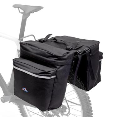Imagem de AceRide Cestos de bicicleta resistentes à água 34L para montanha/estrada/bicicletas elétricas, bolsa universal traseira com 6 fivelas reforçadas | Tecido Oxford durável e tiras de segurança refletivas