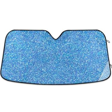 Imagem de Protetor solar azul com glitter para para-brisa de carro engraçado universal retrátil automotivo protetor solar M, 139,7 cm x 70,1 cm