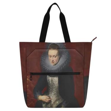 Imagem de Bolsa de trabalho feminina Rubens Painting Portrait Lady Tote Canvas Zipper Tote Beach Bag Cute Kids Handbags Book Lover Gift