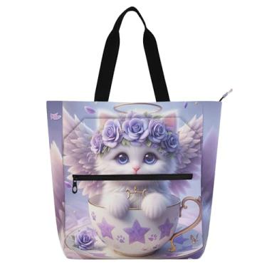 Imagem de GAIGEO Bolsa de mão utilitária média para crianças, mulheres, escola, trabalho, com zíper