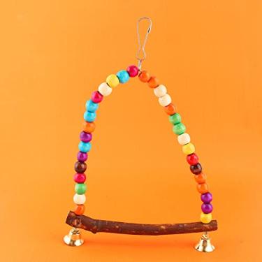 Imagem de Alomejor Brinquedos para Periquitos, Poleiro de Papagaio Com Contas Coloridas, Playground Suspenso para Gaiola, Brinquedo de Escalada para Pombinhos, Conures, Calopsitas, Periquitos