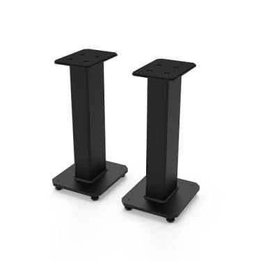 Imagem de Kanto SX22 Universal Fillable Speaker Floor Stands for Bookshelf Speakers | 22" Tall | Adjustable Isolation Feet | Dedicated Cable Channel | Two Sizes Top Plate | Fill Bags Incl. | Pair | Black