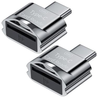 Imagem de Pacote com 2 leitores de cartão micro SD, adaptador USB C para micro SD/TF, dispositivo tipo C com compartimento para cartão micro SD, chaveiro, leitor de cartão de memória para iPhone 17/17 Pro/16/15