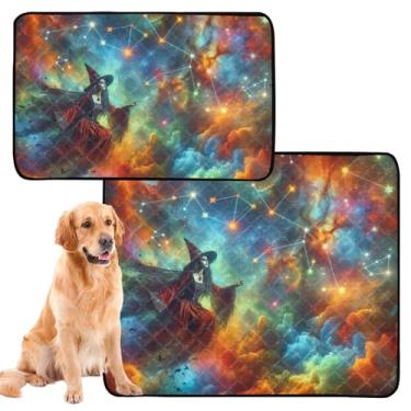 Imagem de TSENQUE Rainbow Space Witch Fancy0 Almofadas de xixi laváveis para cães reutilizáveis para animais de estimação e gatos, almofadas absorventes à prova d'água, tapete para cercadinho para cães, pequeno