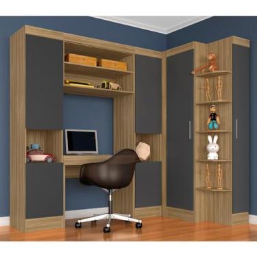 Imagem de Guarda Roupa Modulado Com Penteadeira Cleo Bor/graf - Móveis Arapongas Boreal/grafite