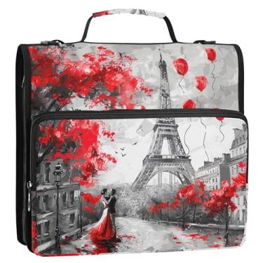 Imagem de Painting Paris Eiffel Valentines 3 argolas anel D 3,8 cm organizador de fichários escolares bolsa com alça de ombro suporte para 500 folhas