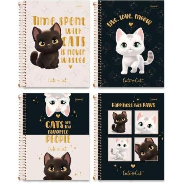 Imagem de Caderno Universitário Cute CAT 10 Matérias 160 Folhas Capa Dura (pacot