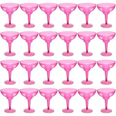 Imagem de ywmigl 24 peças de copos de plástico Margarita de 340 g Copos Margarita tema mexicano decorações de festa copos de martini copo de coquetel a granel para casamento carnaval temático mexicano (rosa