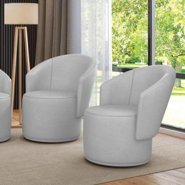 Imagem de Poltrona Decorativa Orgânica Fixa Para Sala Kit 2 Malu Sintético M11 -