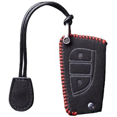 Imagem de Capa feita à mão para chave de carro compatível com Toyota Hilux /Corolla/Prado/Fortuner/RAV4/CHR/Auris/Avensis/Verso/Yaris/Aygo/Scion/TC/IM/Camry 2015 2016(YY-FMP-039-2-RED)