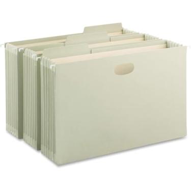 Imagem de Smead Bolso para pendurar FasTab com construção TUFF e reforço de altura total, expansão de 1,5 cm, aba embutida de 1,3 cm, tamanho legal, musgo, 9 por caixa (64324)