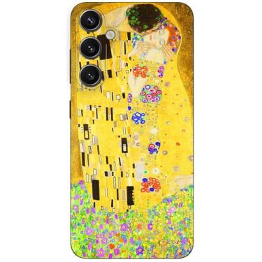 Imagem de Berkin Arts Capa para celular compatível com Samsung Galaxy S24 FE 5G arte silicone amarelo leve florescendo (beijo de Gustav Klimt)