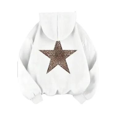 Imagem de Moletom Feminino Com Estampa De Onça E Estrelas Y2K, Suéter Com Capuz 