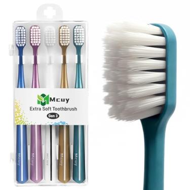 Imagem de Mcuy Escova de dentes ultra macia para adultos com dentes e gengivas sensíveis | Remoção suave da placa | Aderência ergométrica antiderrapante, pacote com 3