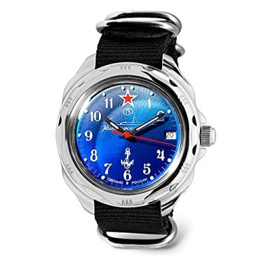 Imagem de VOSTOK | Komandirskie 289 Submarine Commander U-Boat Relógio de pulso mecânico militar, Couro 211289, Militar