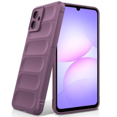 Imagem de BonYonka Capa de silicone para Samsung Galaxy A07, forro de microfibra antiarranhões, capa à prova de choque com proteção para câmera, roxa
