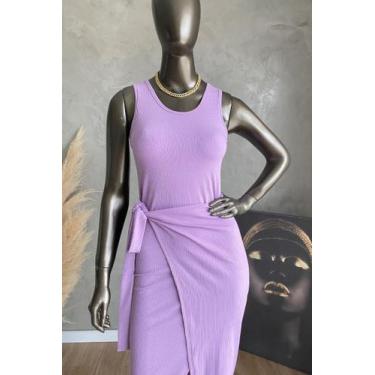 Imagem de Vestido Canelado Denver Feminino Lamour, P, Roxo claro
