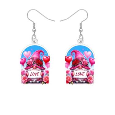 Imagem de Brincos fofos de gnomo, presentes de dia dos namorados, decorações para sua esposa, acrílico, engraçado, tema de amor, brincos pendentes de arco, joias, gnomos, presentes para mulheres e mães, Medium