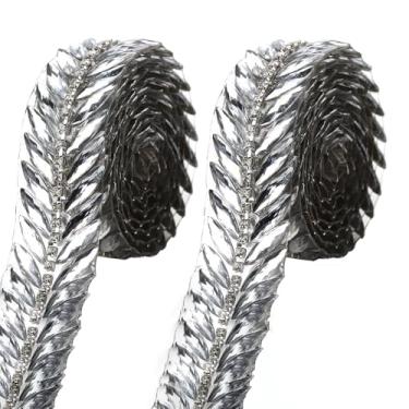 Imagem de Fita de strass brilhante de 2 metros, fita de glitter prata BetterJonny corrente decorativa de tiras de diamante para artesanato, decoração de festa faça você mesmo