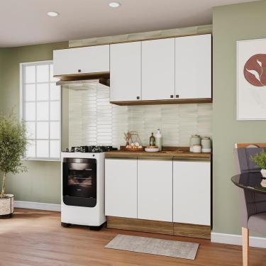 Imagem de Armário De Cozinha Compacta 100% Mdf 200cm Nogueira/branco Celeste Kappesberg