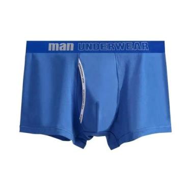 Imagem de Cuecas boxer respirável de alta elasticidade masculina, calcinha lisa,