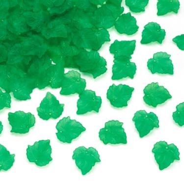 Imagem de Beadthoven 100 peças contas de folha de bordo fosco contas de folha verde acrílico contas transparentes em forma de folhas espaçadores de charme para fazer joias, colar faça você mesmo, brincos