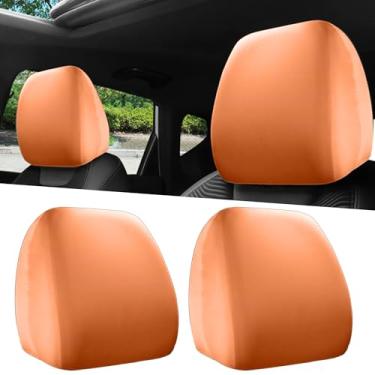 Imagem de 2 peças de capas de encosto de cabeça de carro, protetor de encosto de cabeça de carro macio antisujidade, capa protetora de travesseiro de assento interior de veículo reutilizável, acessórios