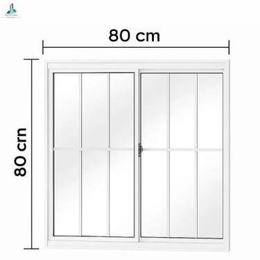 Imagem de Janela Aluminio BRANCO com GRADE 2 folhas 80x80 COMPLETA - Alumínio Na