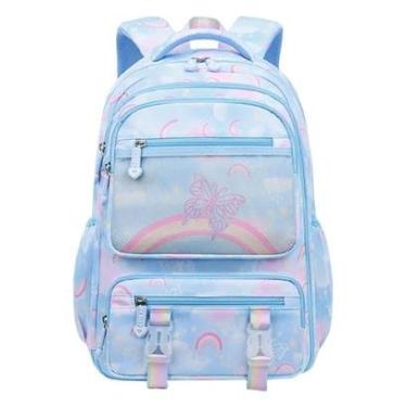 Imagem de Mochila Feminina Escolar Borboleta Delicada Bolsa Arco Iris Estilo Fichario Com Abertura 180-Feminino