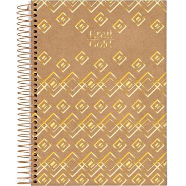 Imagem de Caderno Espiral Capa Dura Colegial Kraft Gold 10 Matérias 160 Folhas Jandaia Estampa 1