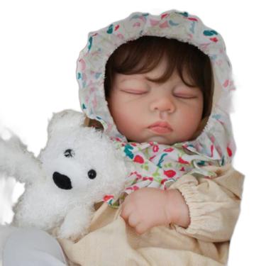 Imagem de Bebe Reborn Menina De Silicone De Vinil Macio Realista 55cm Veias Visíveis