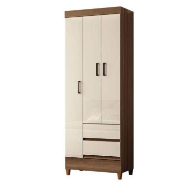 Imagem de Guarda Roupa Solteiro 3 Portas Com Pés Fit Jequitibá Off White Acetinado - Santos Andirá