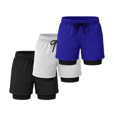 Imagem de Kit 3 Shorts Masculinos 2 em 1 com Camada Térmica e Tecido de Alta Respirabilidade-Masculino