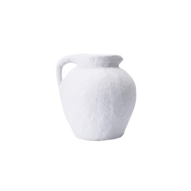 Imagem de Vasos para flores, vaso de cerâmica branca com alça para sala de estar, arranjo de flores, decoração de móveis, vaso decorativo para casa