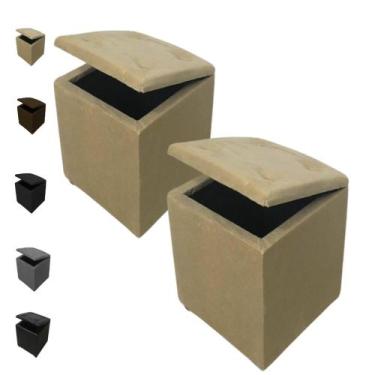 Imagem de Kit 2 Puffs Baú Guarda Volumes Brinquedos Assento Decoração - Estilo D