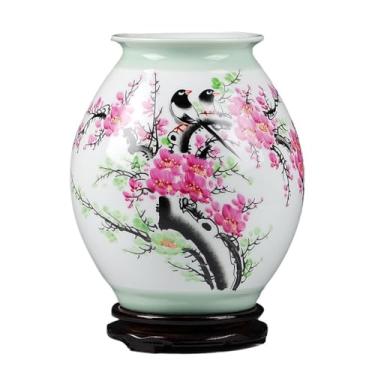 Imagem de KEG801302 Vasos para flores, enfeite de cerâmica chinesa moderna, pintado à mão, vaso de sobrancelha feliz, enfeite para casa, sala de estar, arranjo de flores, decoração de casa, vaso decorativo